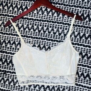 A. Peach Ivory Lace Bralette Crop Top